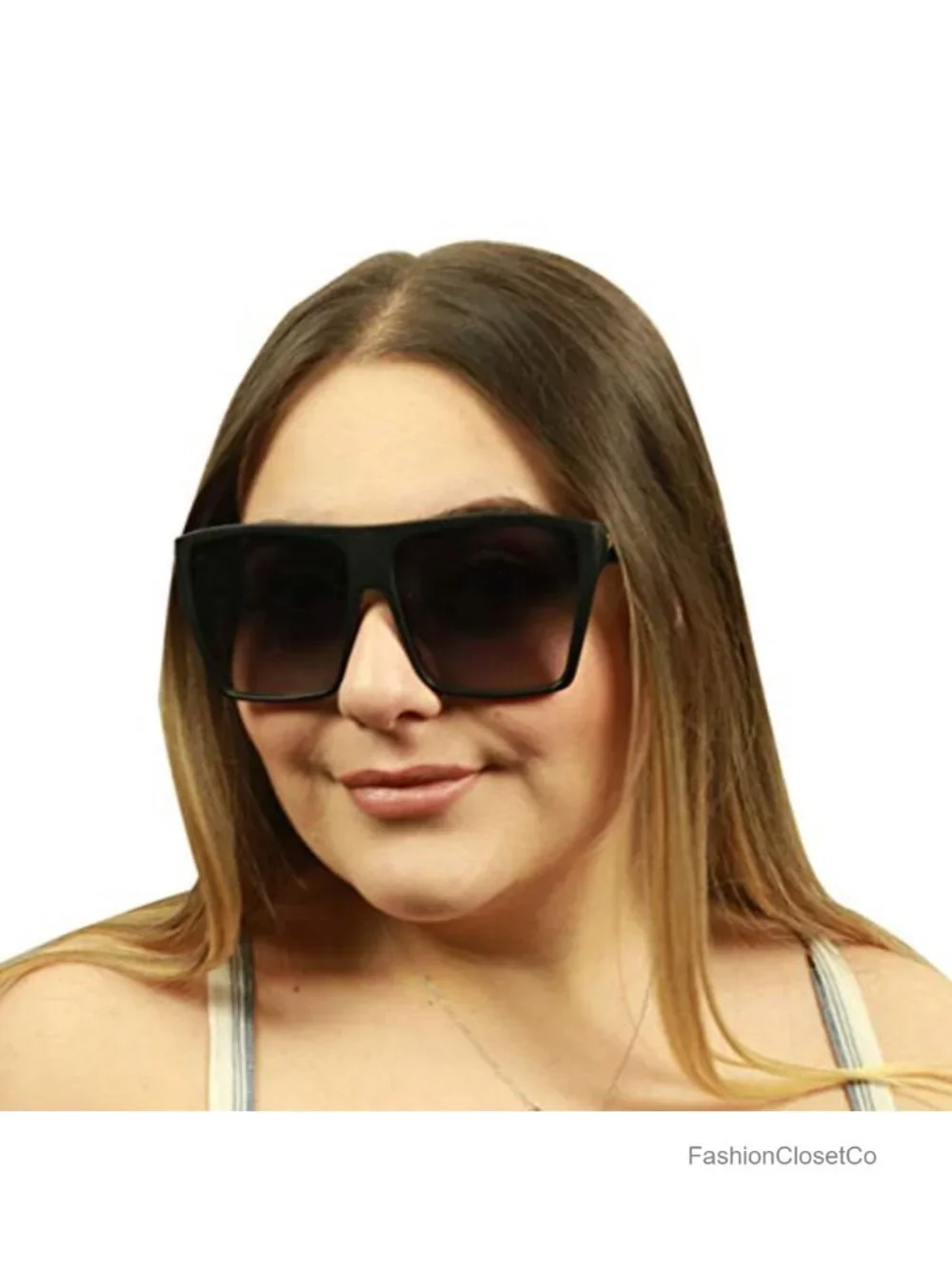 Oversized Flat Top Trapezoid Sunglasses 100% UVA UVB Protection Polycarbonate